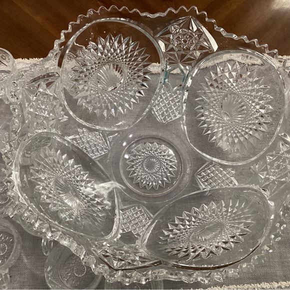 Homestead Clear Punch Bowl & 10 Punch Cups By Duncan & Miller - Picture 8 of 8